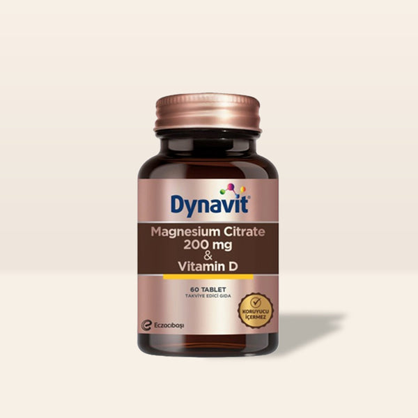 Dynavit Magnesium Citrate 200 mg- Vitamin D Takviye Edici Gıda 60 Tablet