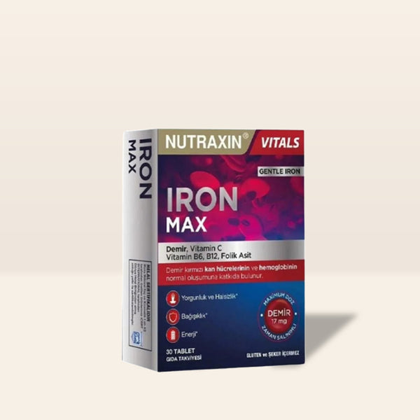 Nutraxin Iron Max Demir İçeren Takviye Edici Gıda 30 Tablet