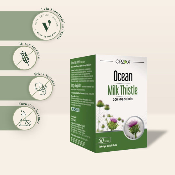 Orzax Ocean Milk Thistle Silibin İçeren Takviye Edici Gıda 30 Kapsül