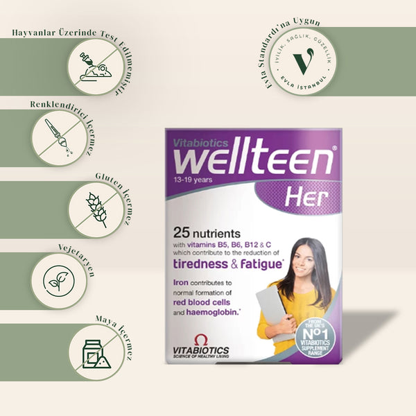 Vitabiotics Wellteen Her (13-19 yaş) Multivitamin Takviye Edici Gıda 30 Tablet